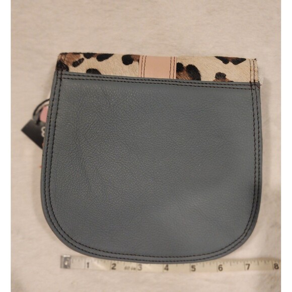 Soruka Leather Animal Blue Leopard Cheetah Crossbody Purse Bag Mall 7x7 Inch - Picture 11 of 11